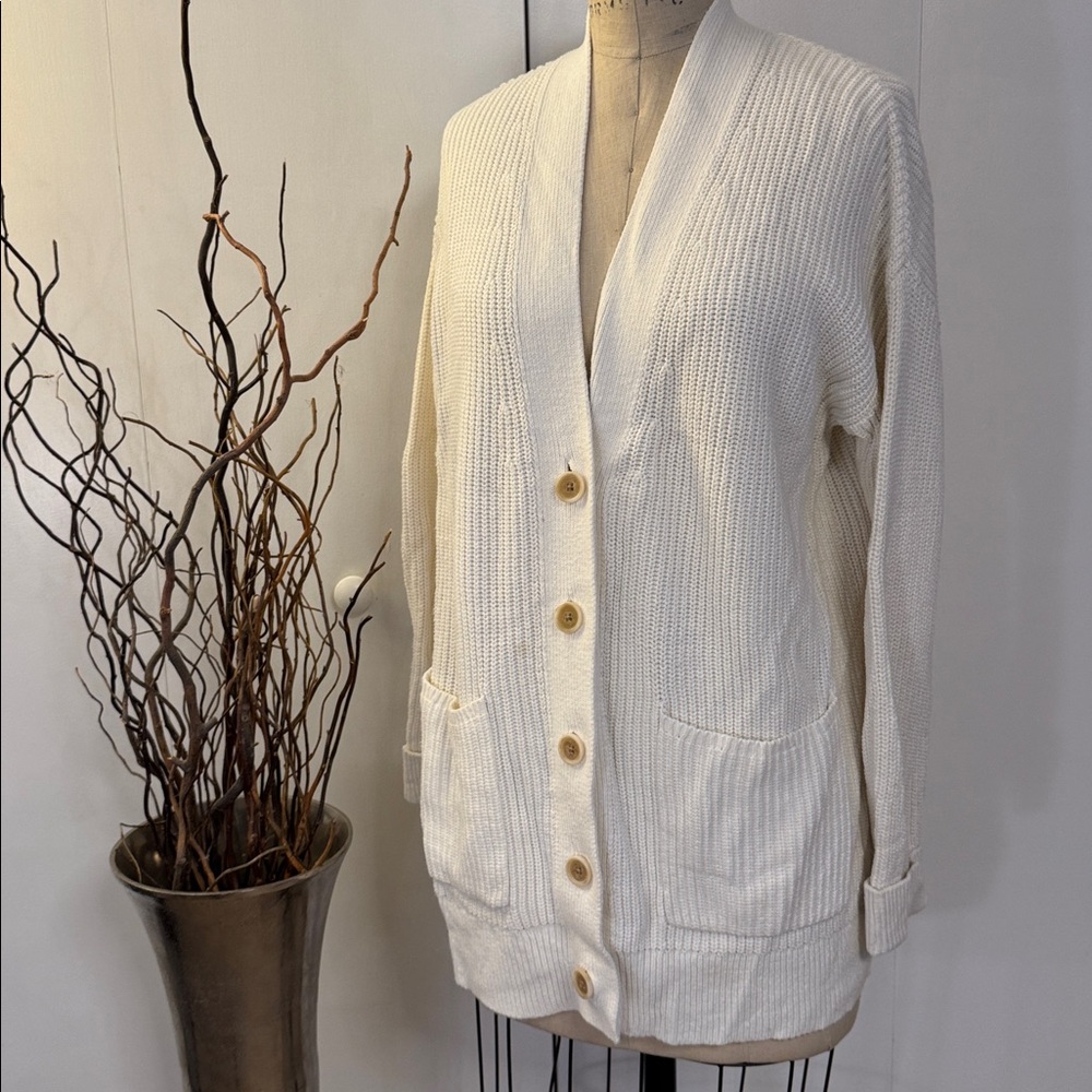 Banana Republic Off-White Knit Button Front Cardigan